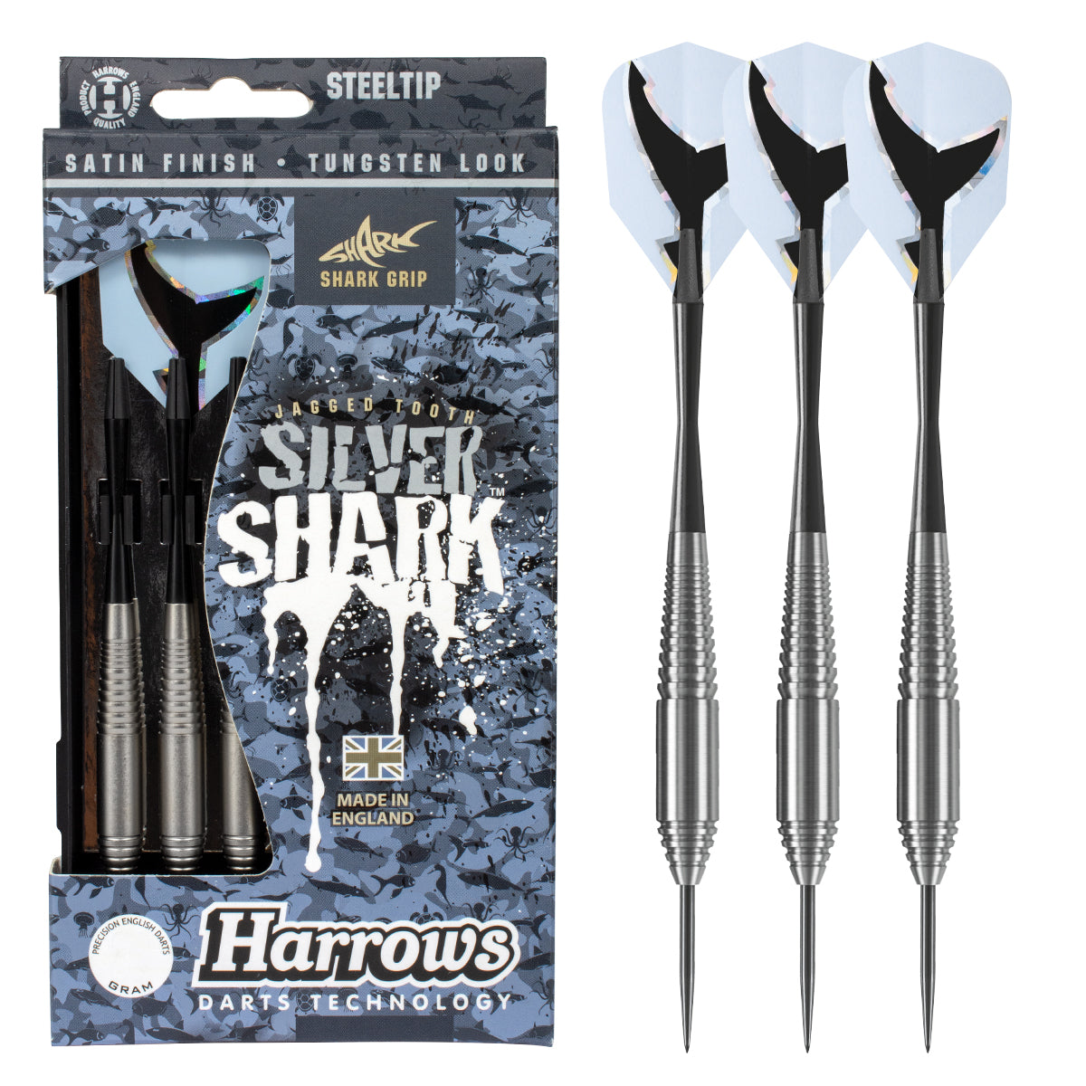 Harrows Silver Shark Style A Tungsten Look Steel Tip Darts