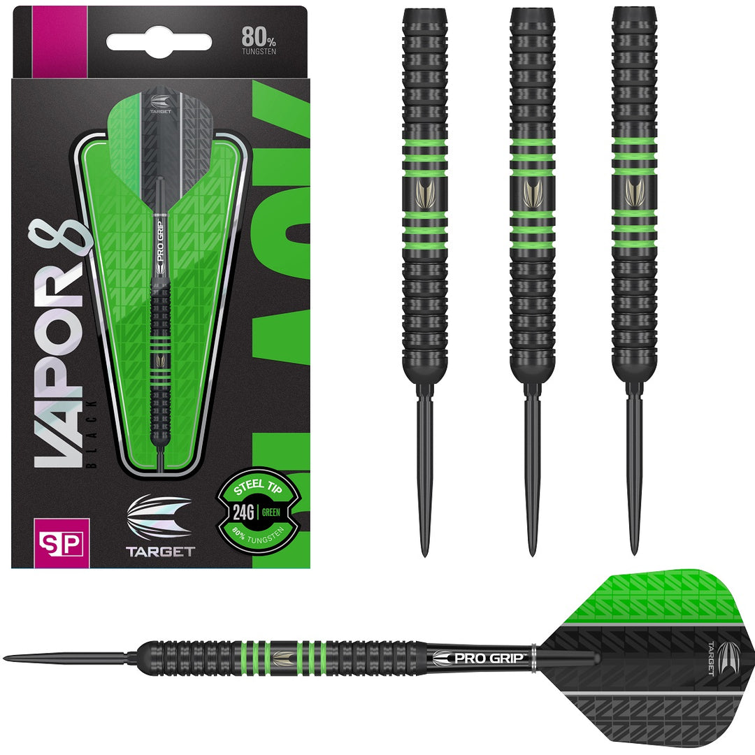 Vapor 8 Swiss Point Black with Green Rings Steel Tip Darts by Target - Vapor8
