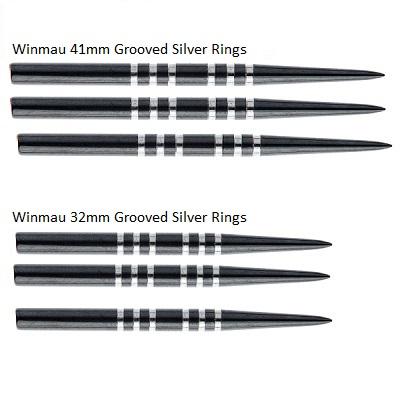 Winmau Black and Silver Grooved Grip Replacement Dart Points