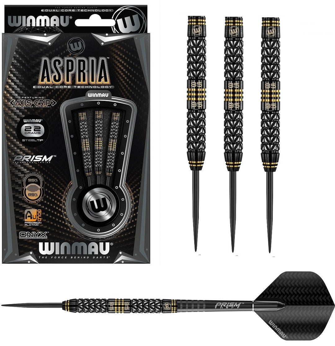 Winmau Aspria Dual Density 95% / 85% Tungsten Steel Tip Darts - Straight Barrel