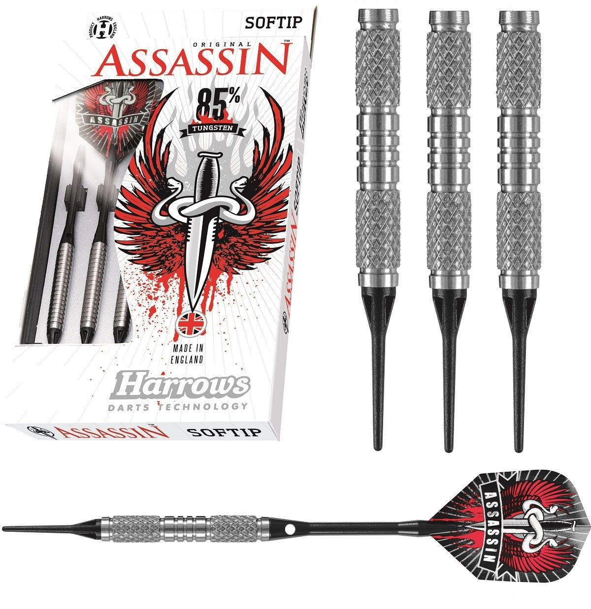 Harrows Assassin 85% Tungsten K2 Soft Tip Darts