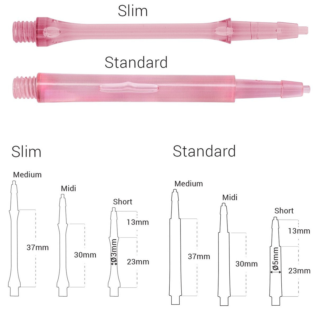 Harrows CLIC Pink System Dart Stems Shafts main product image showing the stems, packaging, and included contents