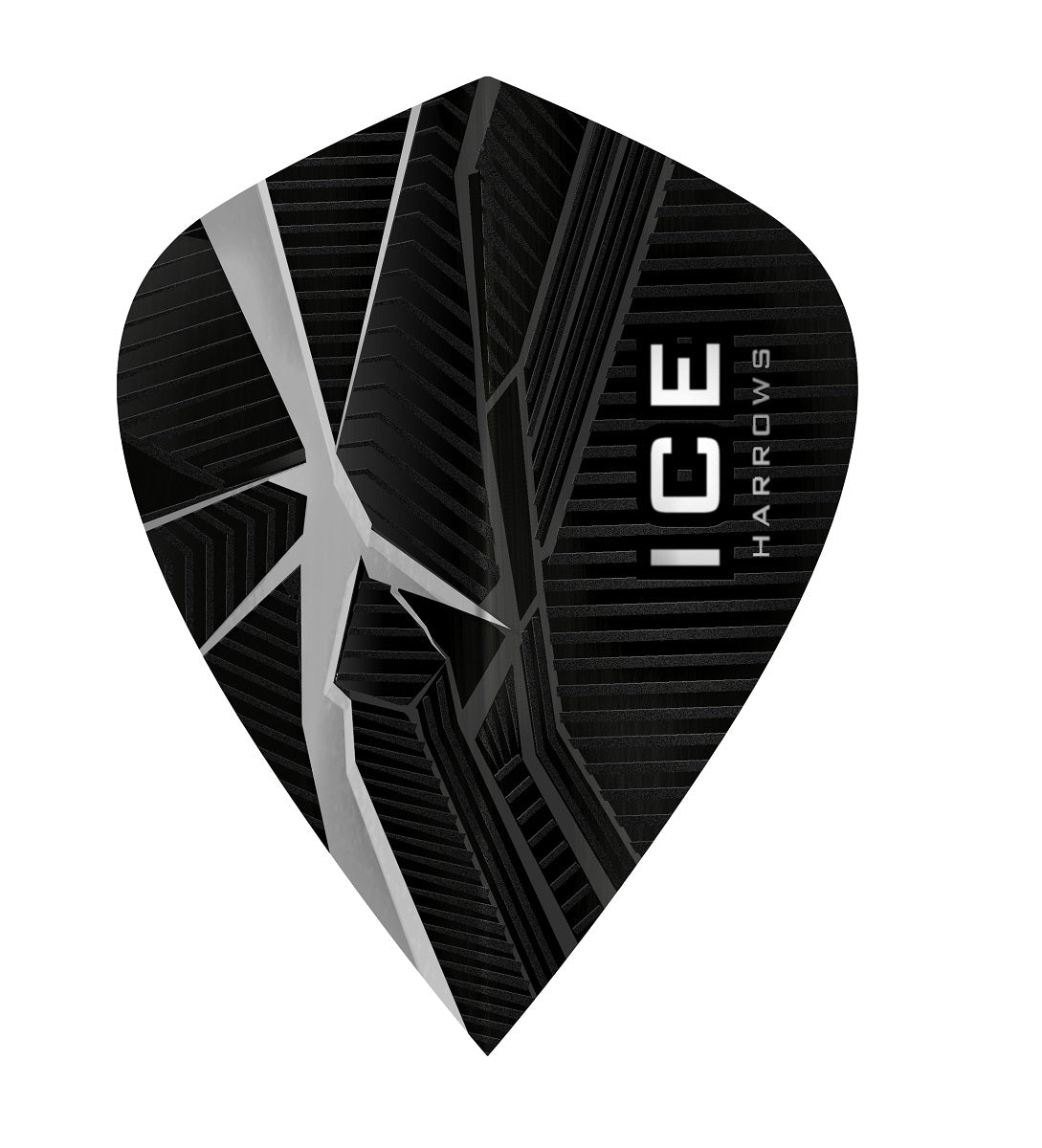 Harrows ICE Recut Clear Kite Dart Flights main product image showing the flight design and product contents