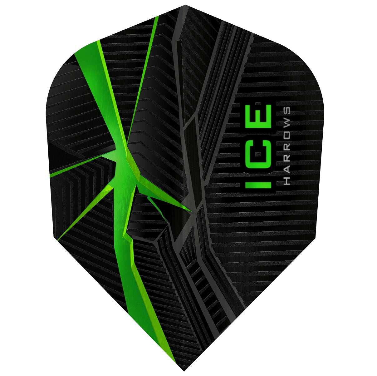 Harrows ICE Recut Green Standard Dart Flights main product image showing the flight design and product contents