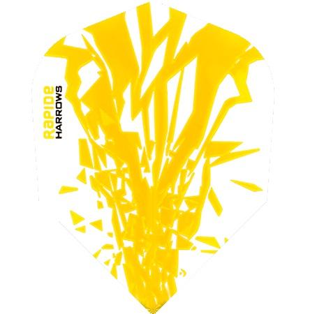 Harrows Rapide Yellow on White Dart Flights main product image showing the flight design and product contents