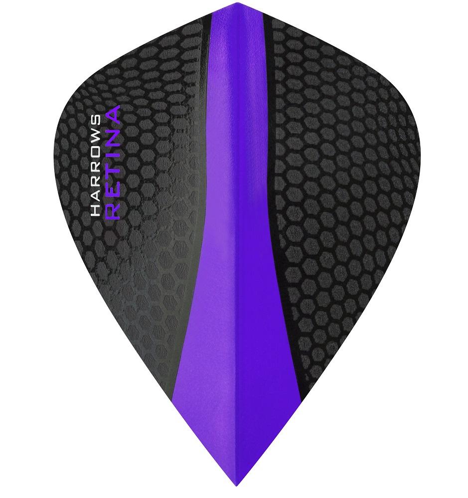 Harrows Retina Kite Purple Dart Flights main product image showing the flight design and product contents