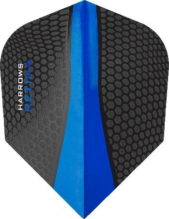 Harrows Retina Standard Dark Blue Dart Flights main product image showing the flight design and product contents