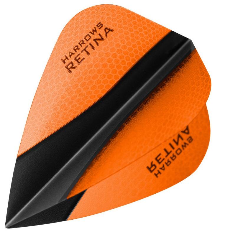 Harrows Retina X Kite Orange Dart Flights main product image showing the flight design and product contents