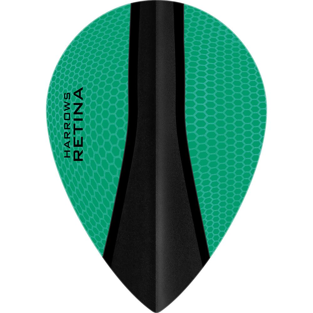 Harrows Retina X Pear Jade Dart Flights main product image showing the flight design and product contents