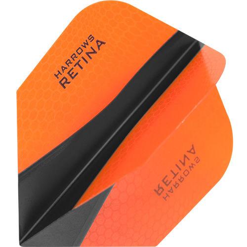 Harrows Retina X Standard Orange Dart Flights main product image showing the flight design and product contents