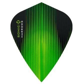 Harrows Sonic Kite Green Dart Flights main product image showing the flight design and product contents