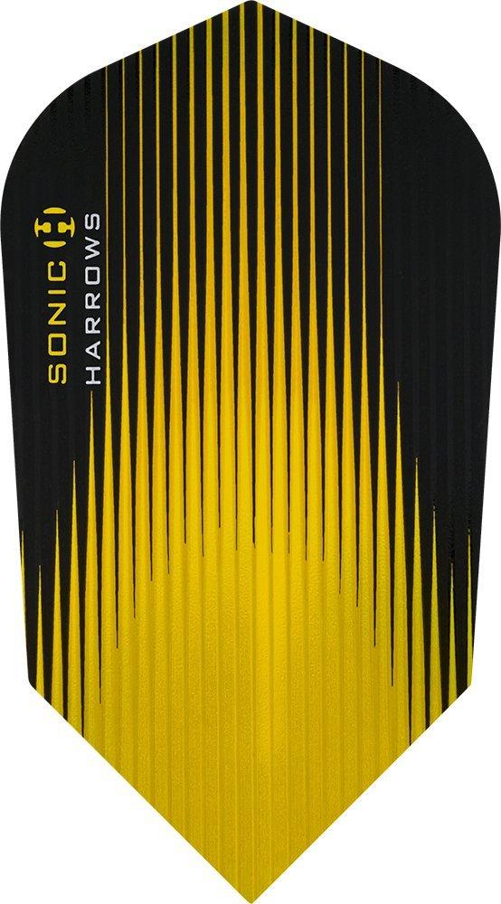 Harrows Sonic Slim Yellow Dart Flights main product image showing the flight design and product contents