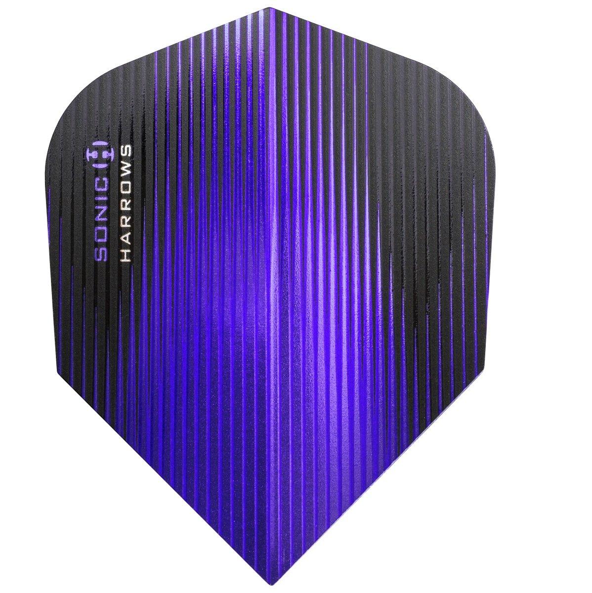 Harrows Sonic Standard Purple Dart Flights main product image showing the flight design and product contents