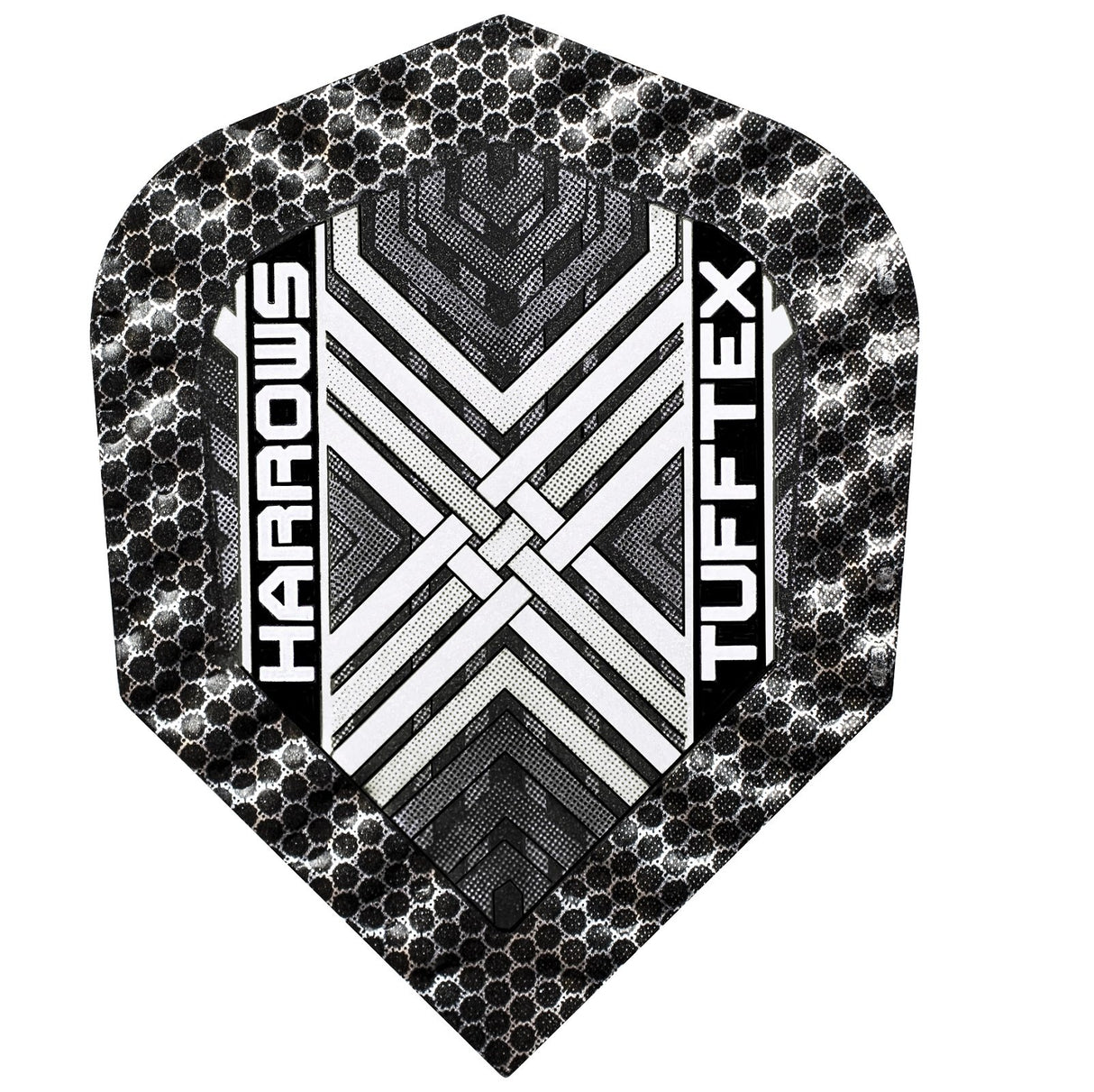 Harrows Tufftex White 100 Micron Dart Flights main product image showing the flight design and product contents