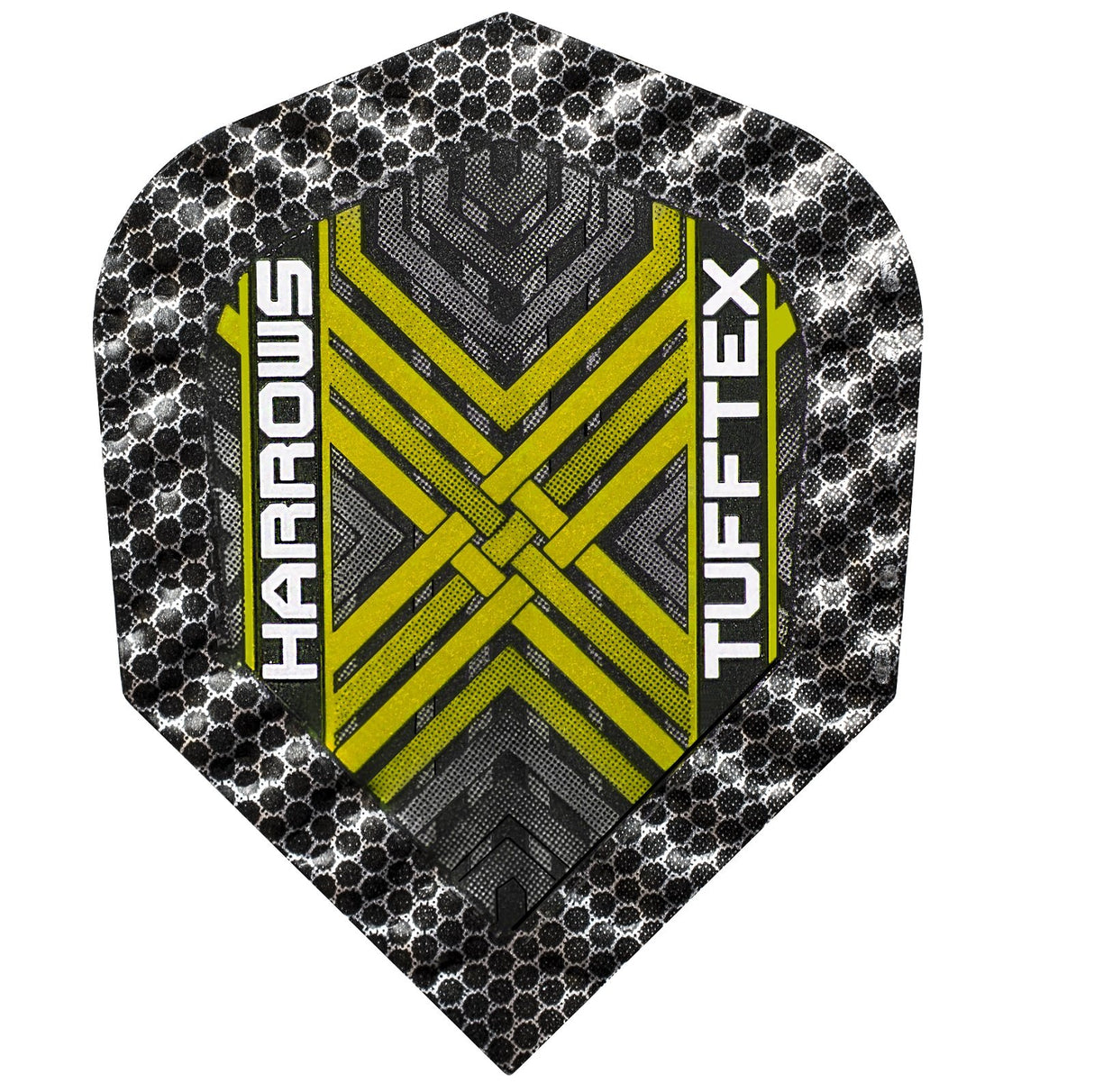 Harrows Tufftex Yellow 100 Micron Dart Flights main product image showing the flight design and product contents