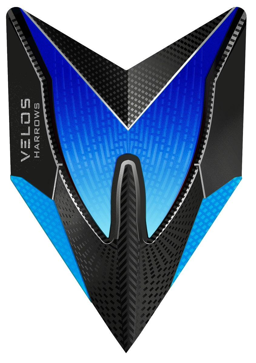 Harrows Velos Blue 1012 Dart Flights main product image showing the flight design and product contents
