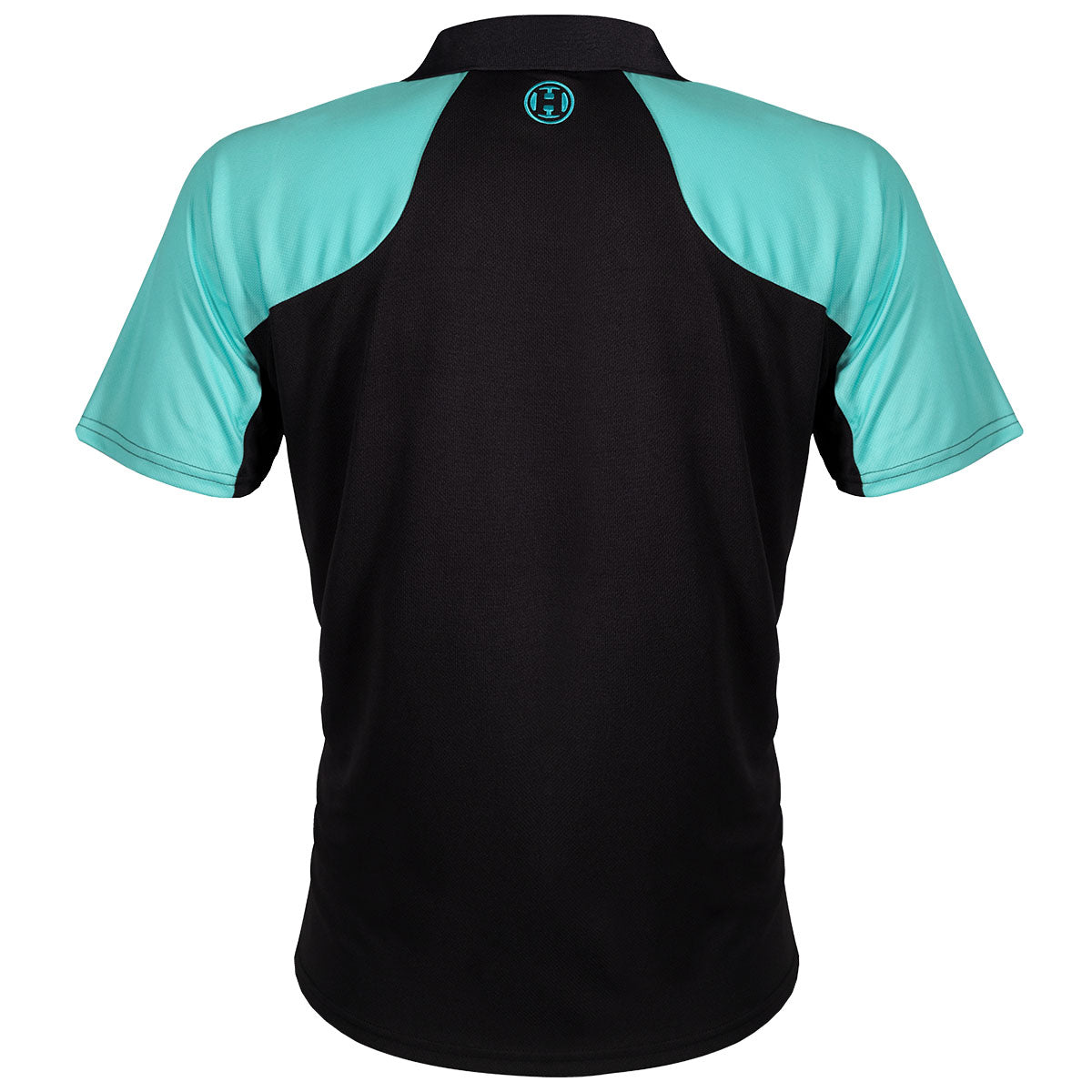 Harrows Vivid Jade and Black Dart Shirt rear view image showing the back design and shirt styling