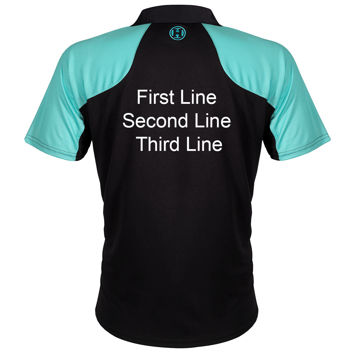 Harrows Vivid Jade and Black Dart Shirt image highlighting available name and customisation options