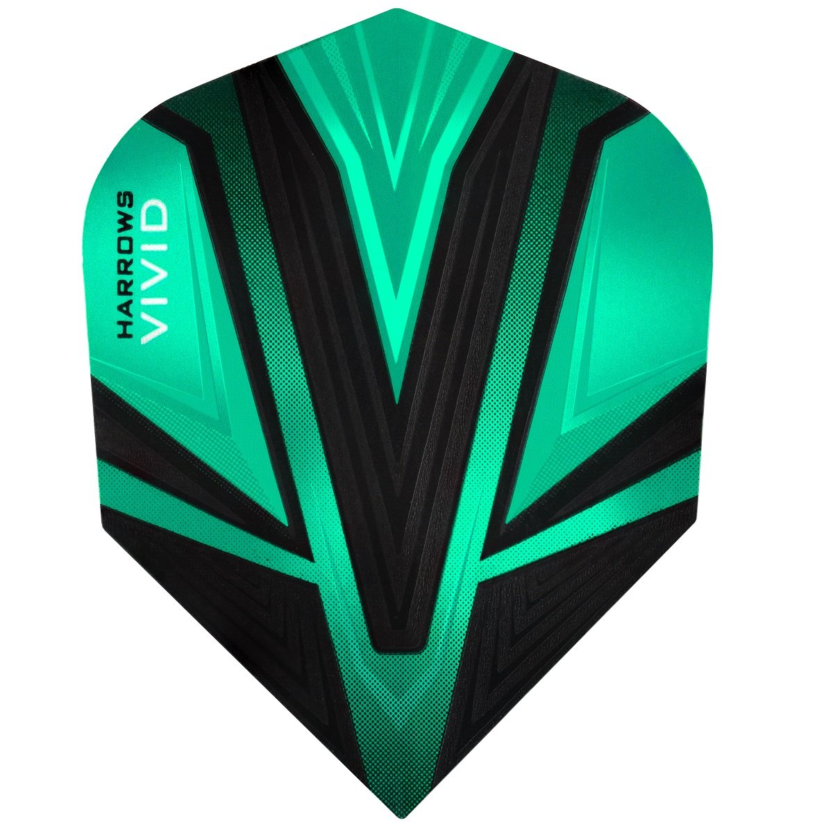 Harrows Vivid Jade Dart Flights main product image showing the flight design and product contents