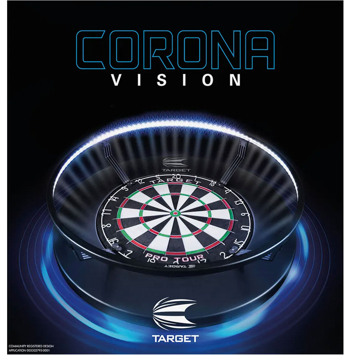 Target Corona Dartboard Lighting System outer box image showing the retail packaging and branding