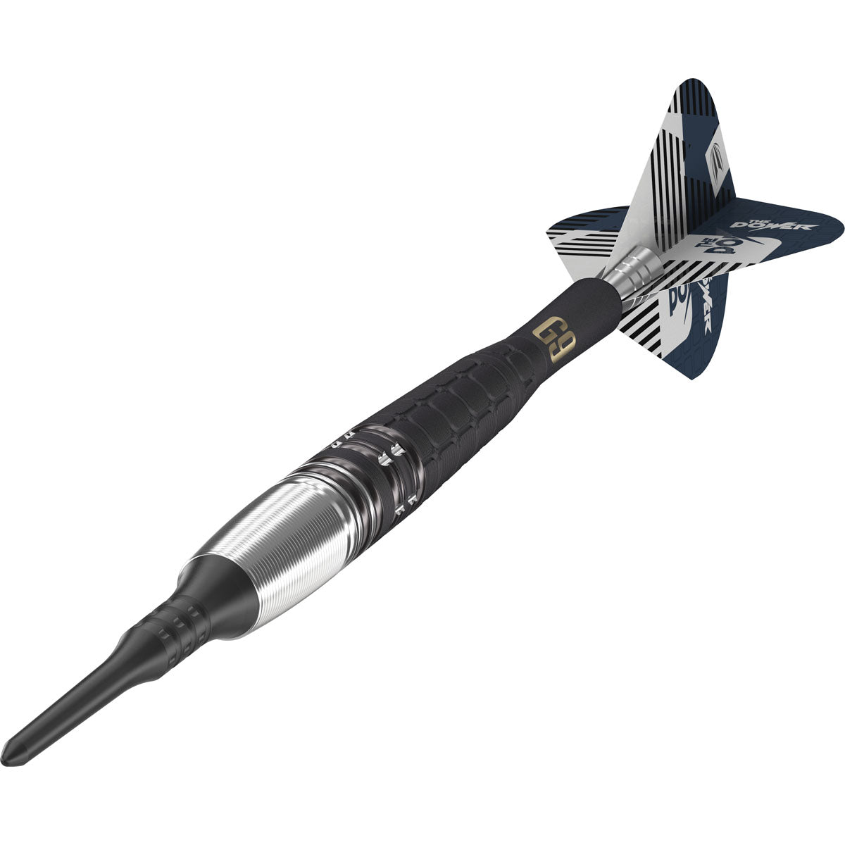 Phil Taylor Power G9 Soft Tip Darts close up image highlighting the barrel grip texture and precision machining detail