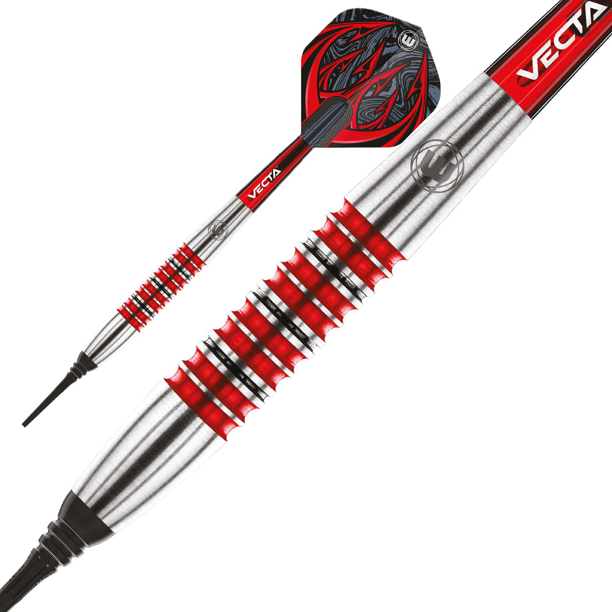Diablo Torpedo Barrel Steel Tip Darts close up image showing detailed grip patterns, machining, coating, and precision craftsmanship