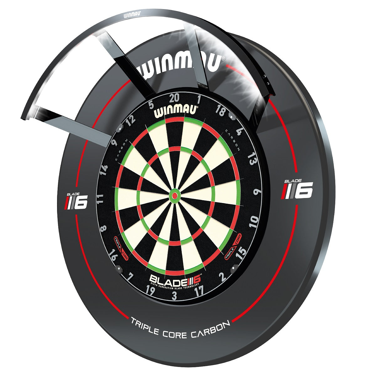 Winmau Polaris 120 Dartboard Light main product image showing the lighting system and included contents