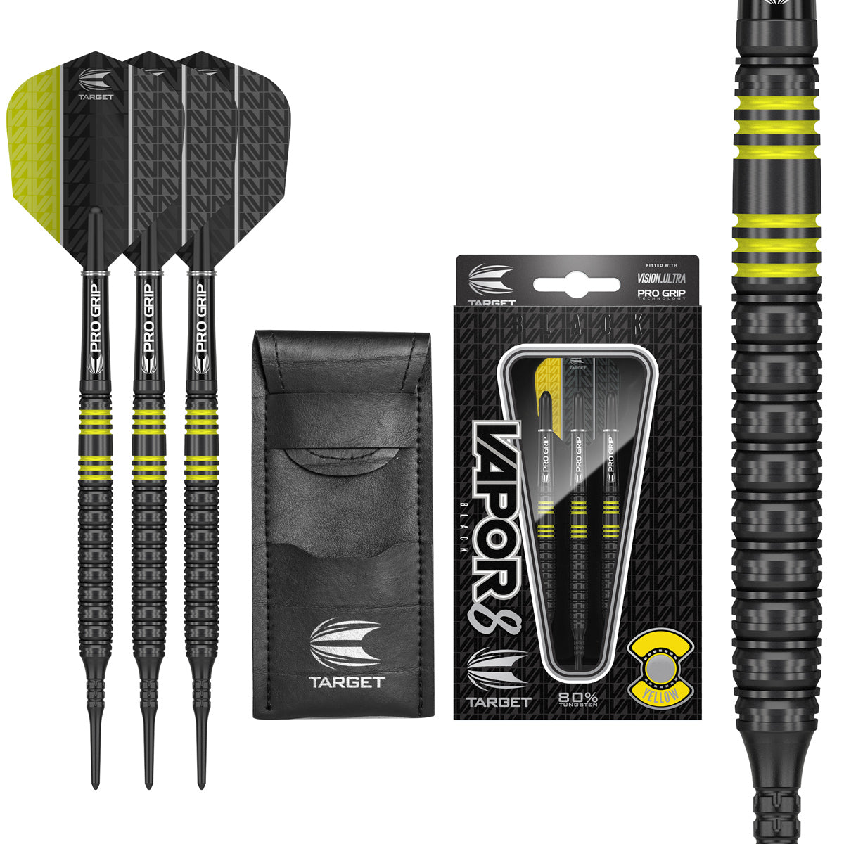 Vapor 8 Black with Yellow Rings Soft Tip Darts by Target - Vapor8