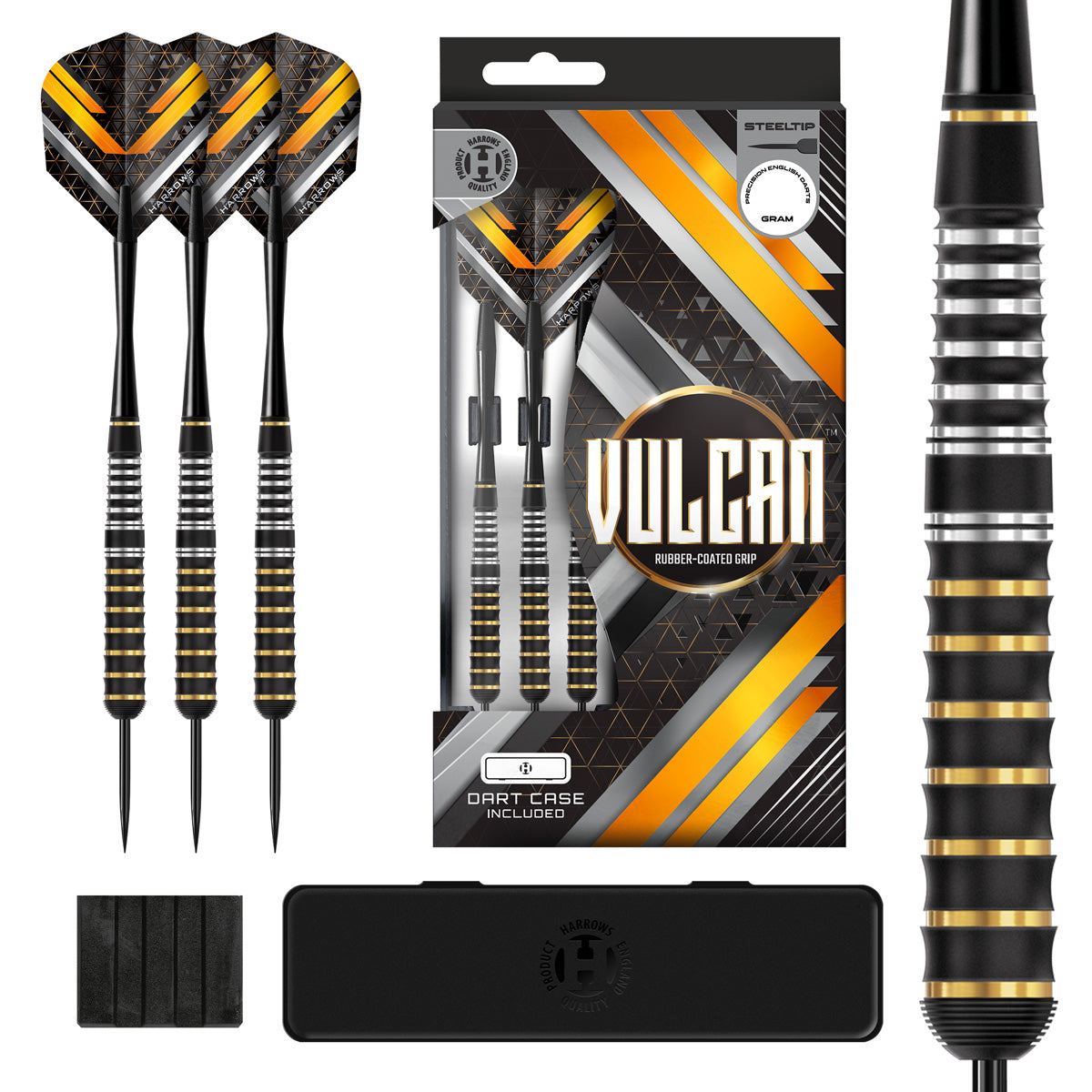 Harrows Vulcan Brass Rubber-Coated Steel Tip Darts