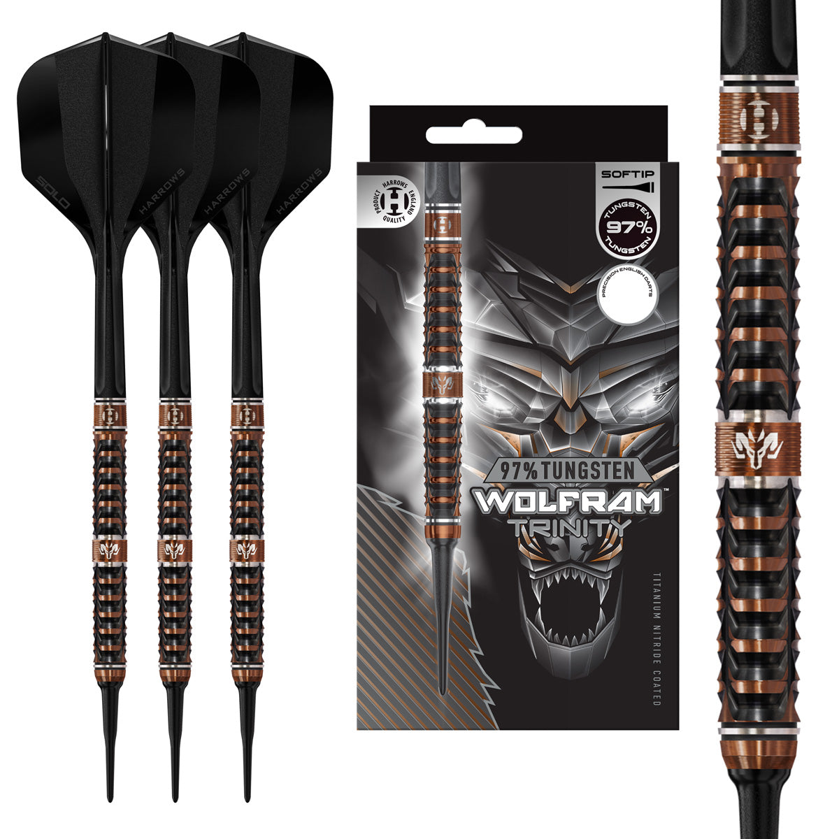 Harrows Wolfram Trinity 97% Tungsten Soft Tip Darts – Double Top Darts