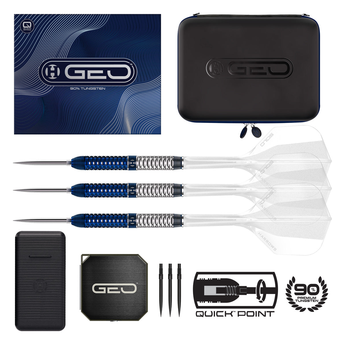 Harrows Geo Parallel 90% Tungsten QP Steel Tip Darts