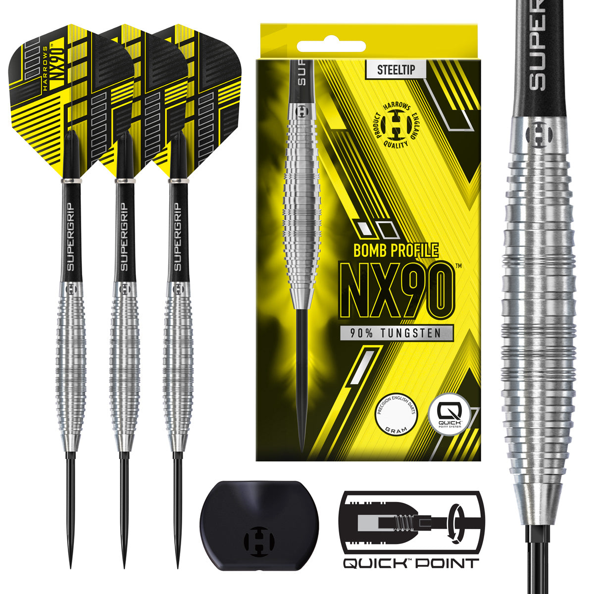 Harrows NX90 Bomb 90% Tungsten QP Steel Tip Darts – Double Top Darts