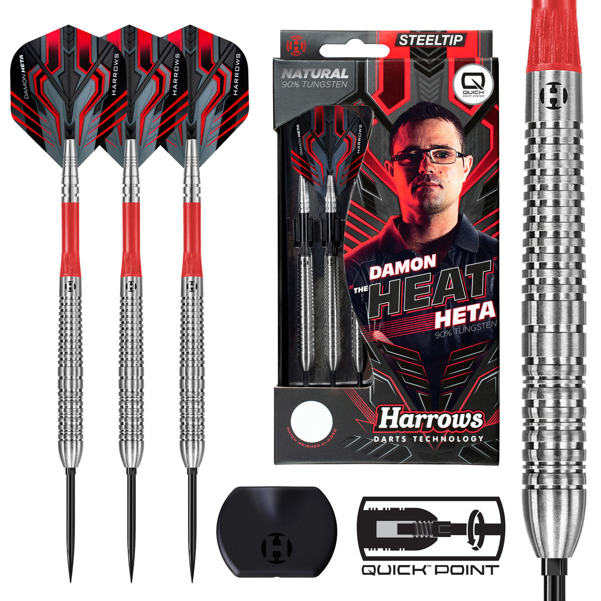 Harrows Damon Heta Series 1 Natural 90% Tungsten QP Steel Tip Darts