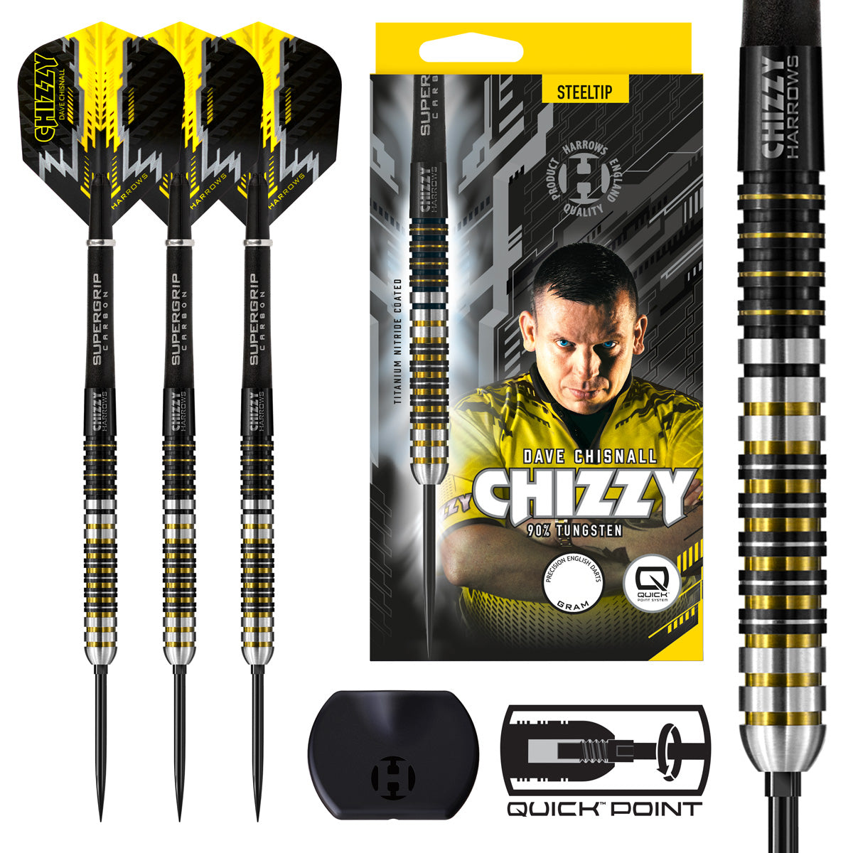 Harrows Dave Chisnall Chizzy Series 1 90% Tungsten QP Steel Tip Darts