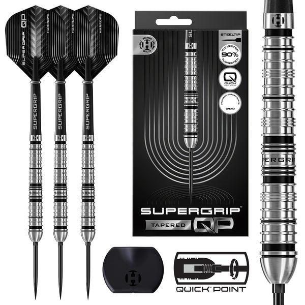Harrows Supergrip Tapered 90% Tungsten QP Steel Tip Darts – Double