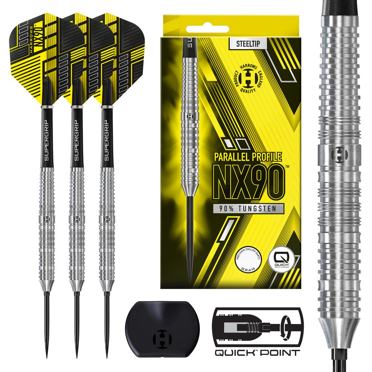 Harrows NX90 Parallel 90% Tungsten QP Steel Tip Darts – Double Top