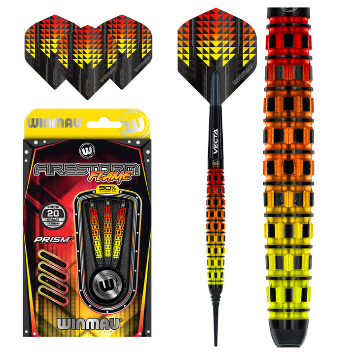 Firestorm Flame Tapered 90% Tungsten Soft Tip Darts by Winmau