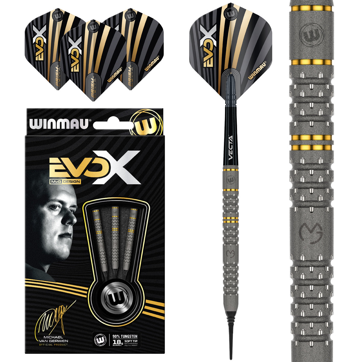 Michael van Gerwen MvG Evo X 90% Tungsten Soft Tip Darts by Winmau
