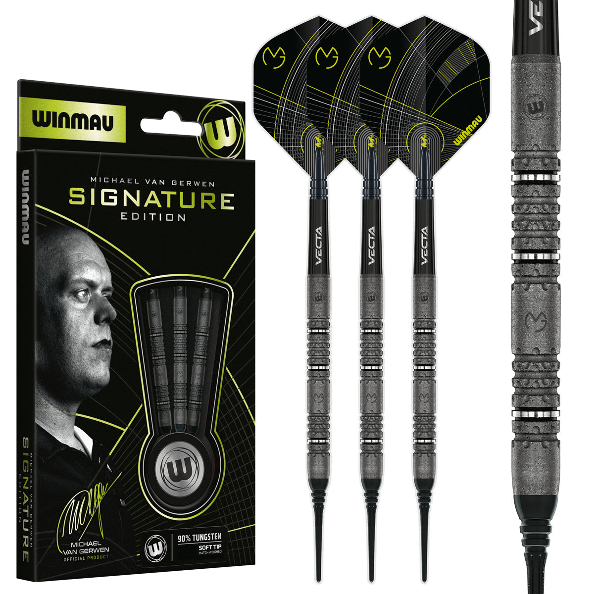 （新品）WINMAU ワンタンスペシャル 90%TUNGSTEN 18g Winmau MvG Signature Edition 90% Tungsten Soft Tip Darts – Double