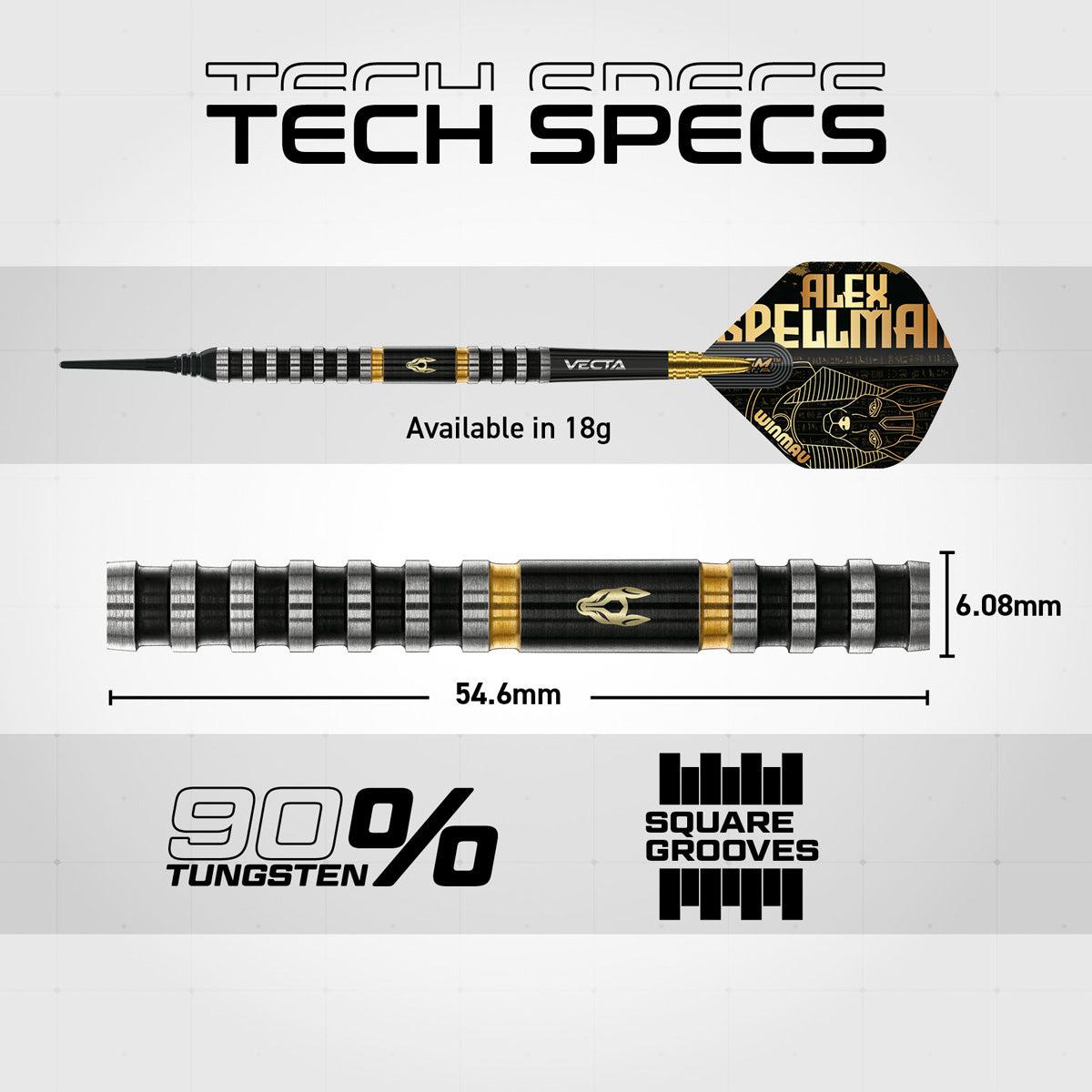 Winmau Alex Spellman 90% Tungsten Soft Tip Darts