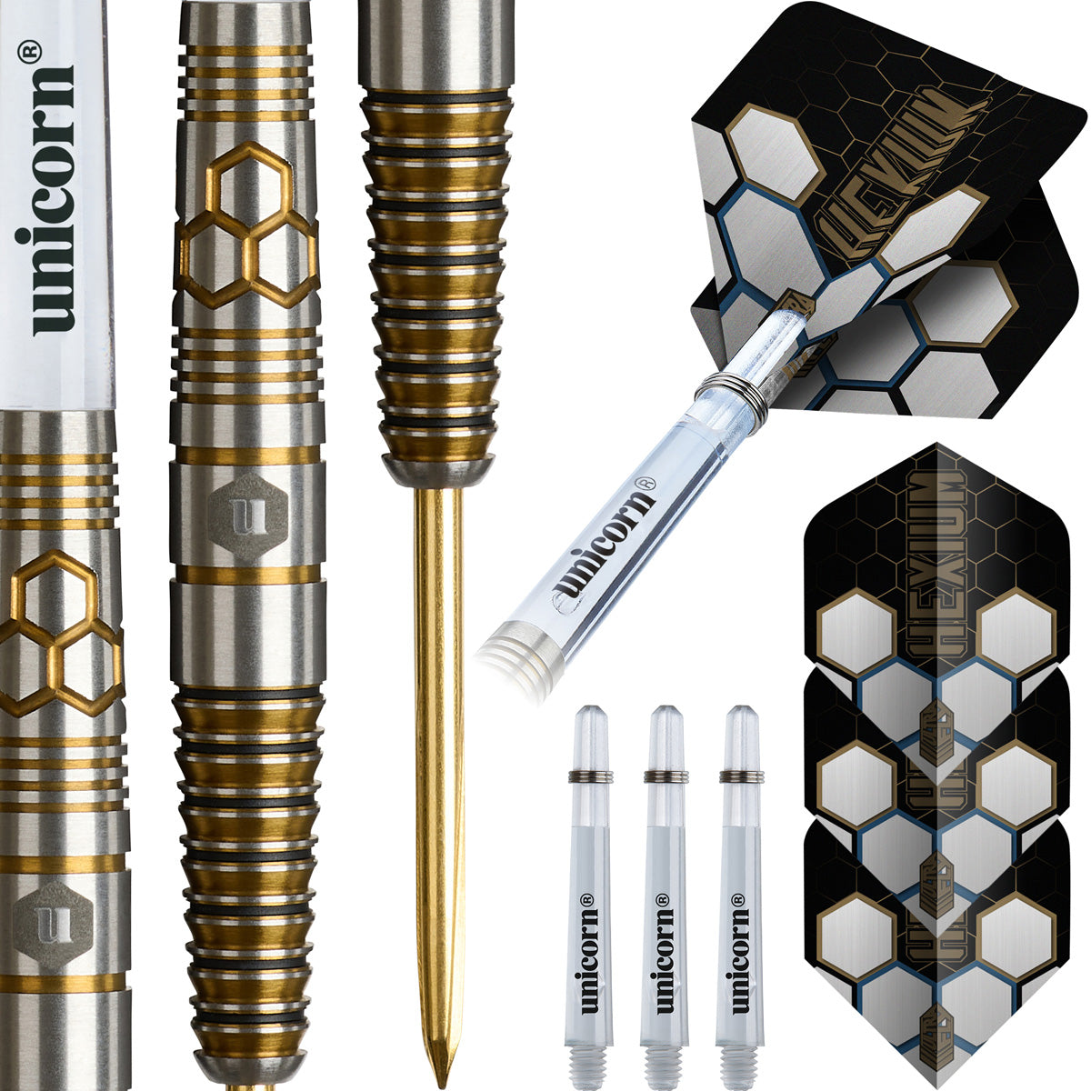 Unicorn Hexium 3 90% Tungsten Steel Tip Darts – Double Top Darts