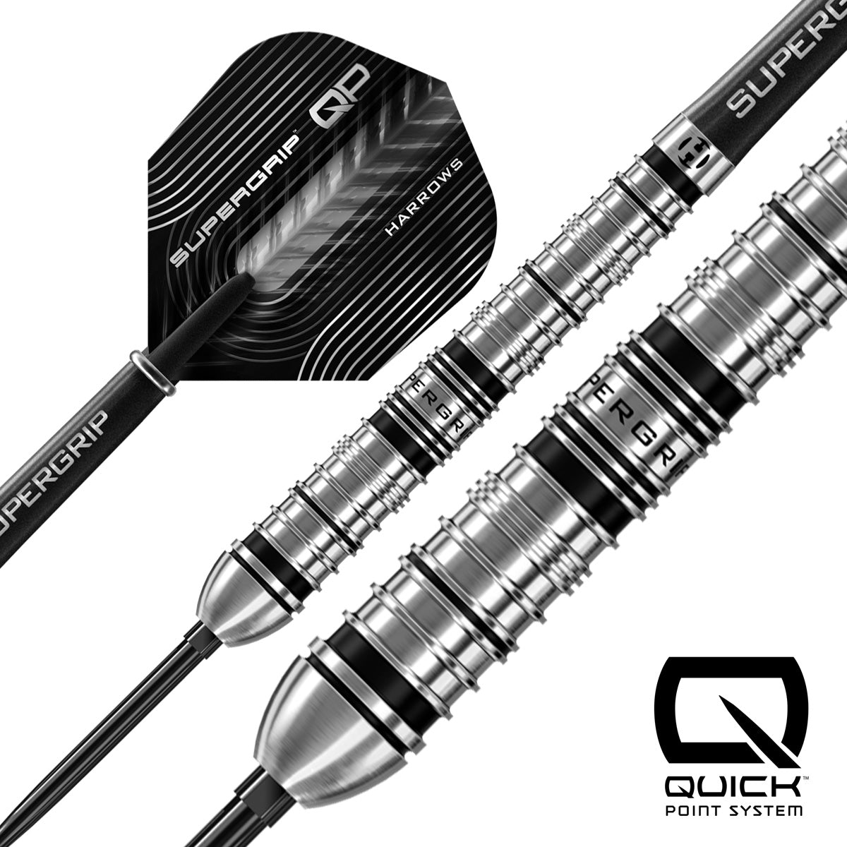 Harrows Supergrip Tapered 90% Tungsten QP Steel Tip Darts – Double