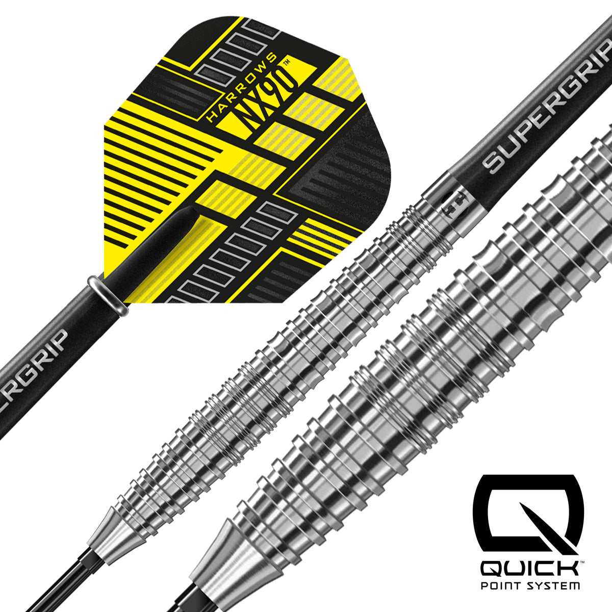 Harrows NX90 Tapered 90% Tungsten QP Steel Tip Darts – Double Top