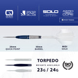 Harrows Geo Torpedo 90% Tungsten QP Steel Tip Darts