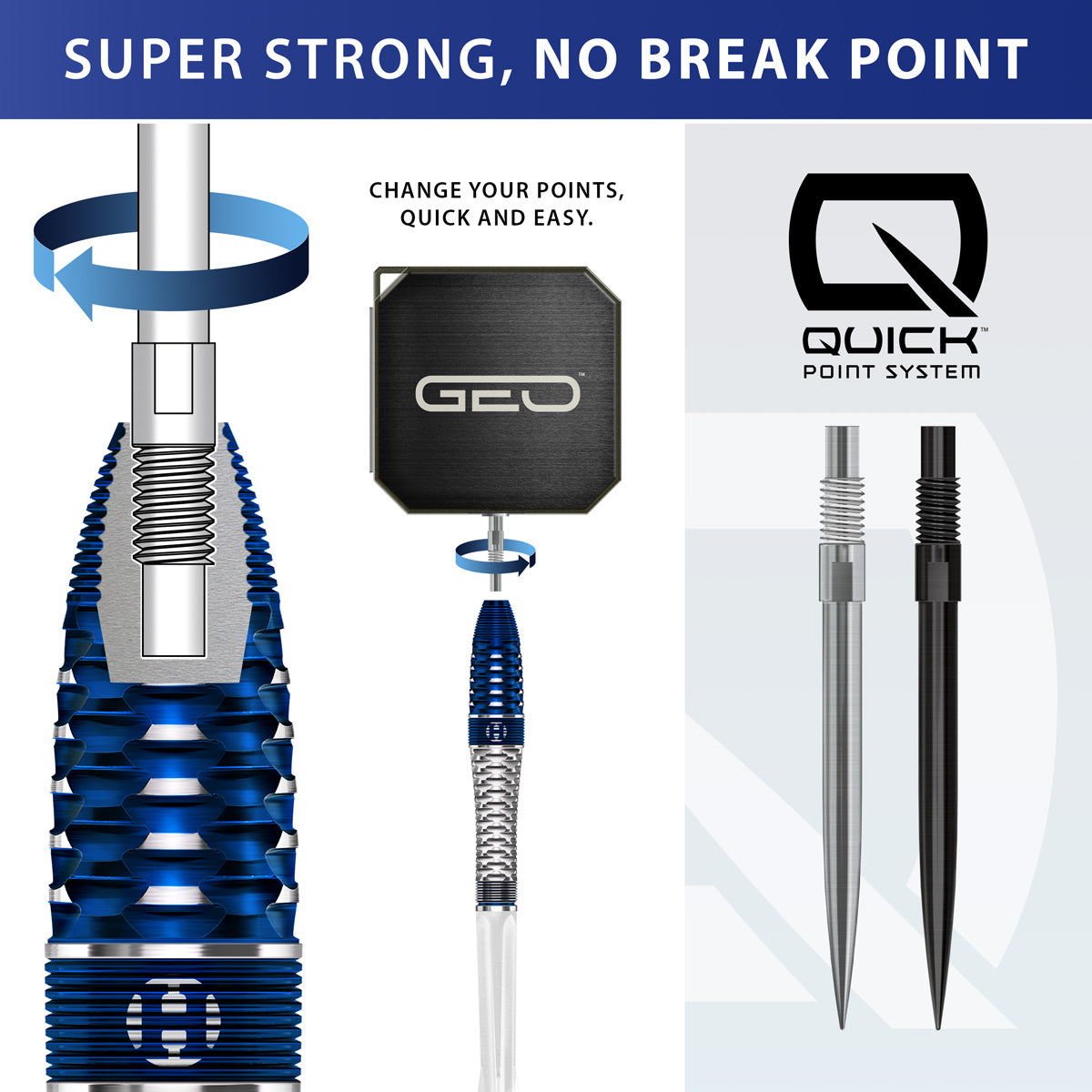 Harrows Geo Bomb 90% Tungsten QP Steel Tip Darts – Double Top Darts