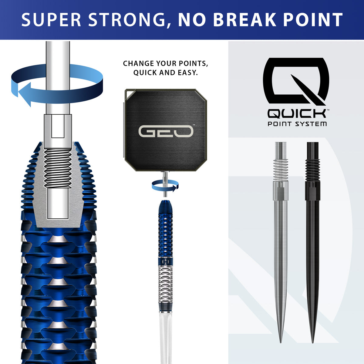 Harrows Geo Parallel 90% Tungsten QP Steel Tip Darts – Double Top