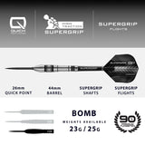 Harrows Supergrip Bomb 90% Tungsten QP Steel Tip Darts