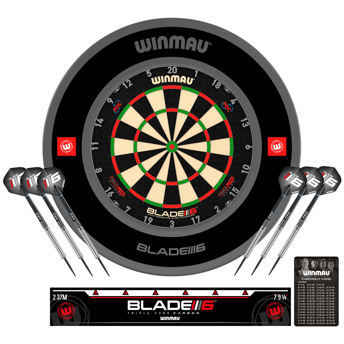 Winmau Blade 6 Triple Core Dartboard & Surround Bundle – Double