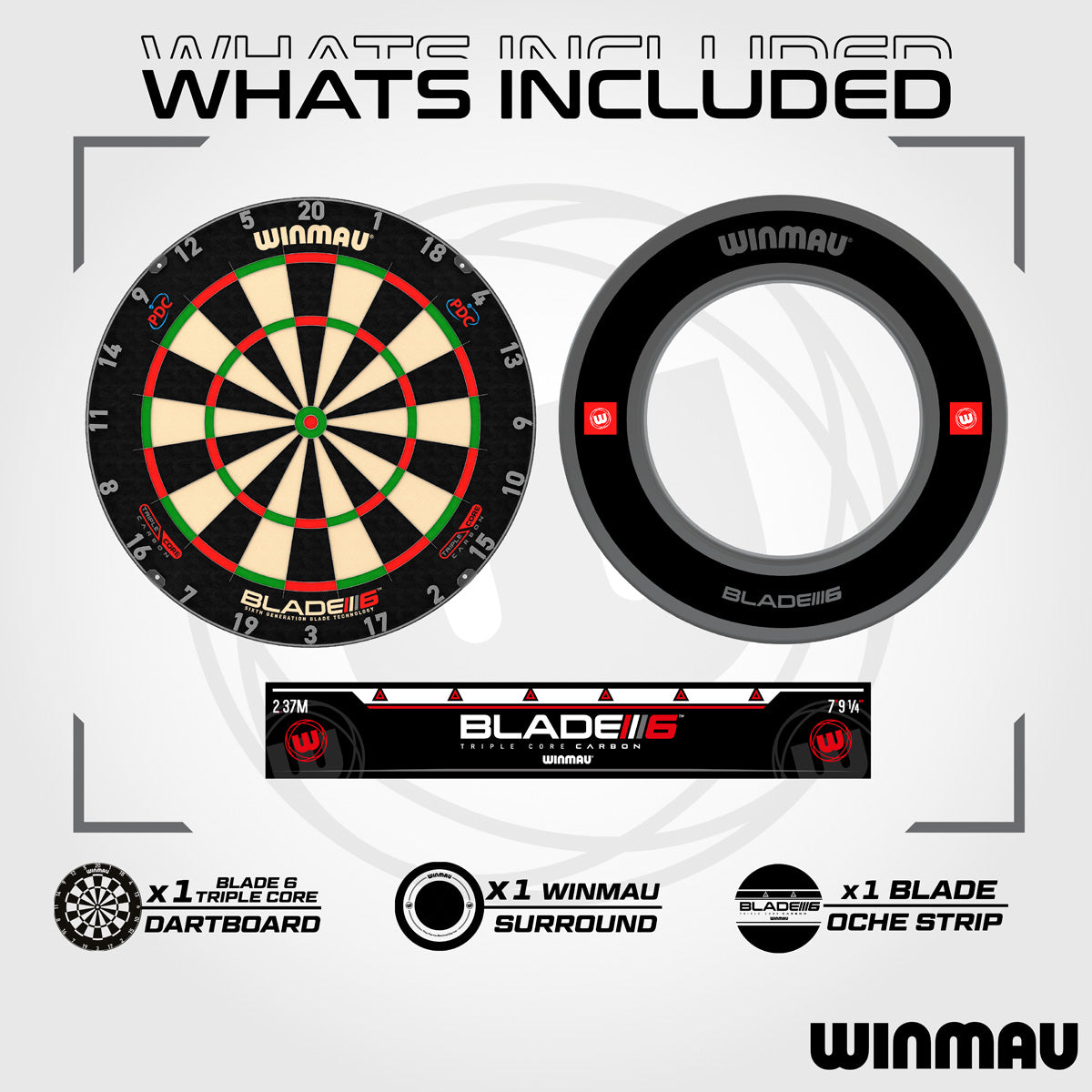 Winmau Blade 6 Triple Core Dartboard & Surround Bundle
