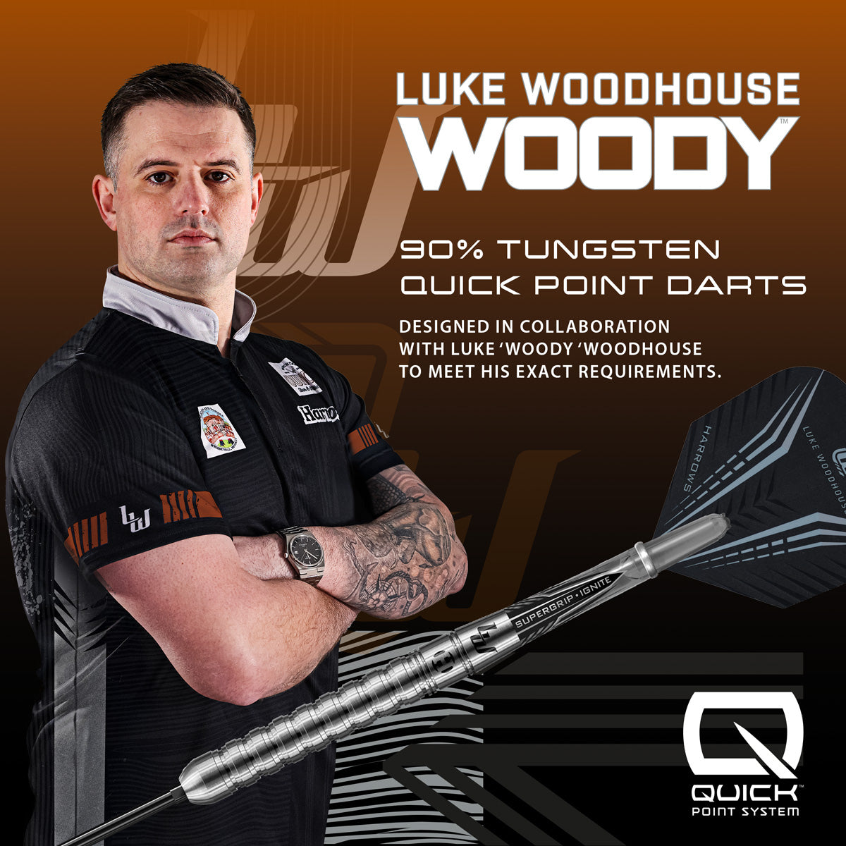 Harrows Luke Woodhouse Series 1 90% Tungsten QP Steel Tip Darts